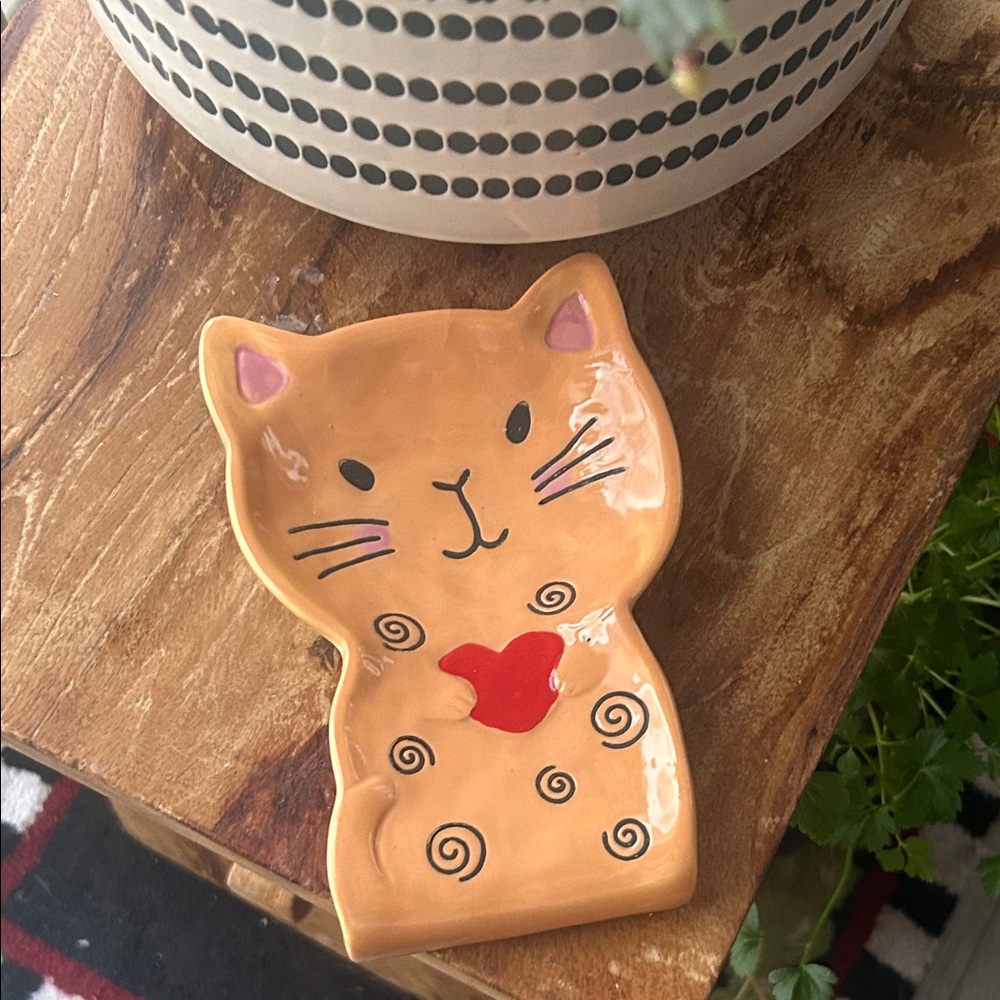 Cute Orange Bico Cat Ceramic Dish